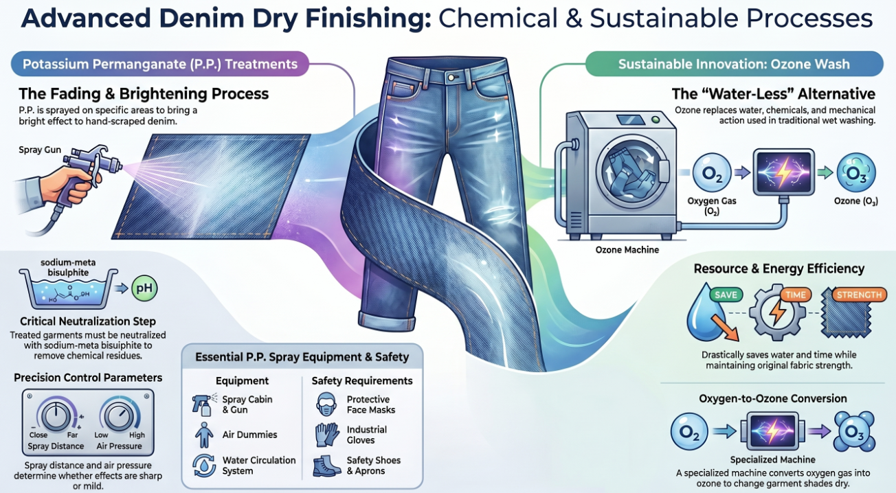 Denim Dry Processes – P.P. Spray, Tagging, Ozone wash