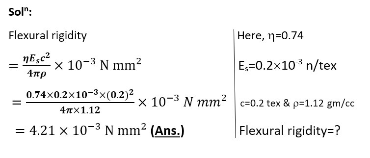 Flexural Properties of Textile Materials | Significance of Bending and Twisting | Flexural Rigidity | Specific Flexural Rigidity | Flexural/Bending Rigidity for a Small Curvature | Young Modulus | Bending Recovery | Shape Factor (h) | Shape Factor (h) of some fibres | Mathematical Problems flexural rigidity | Textile Study Center | textilestudycenter.com 