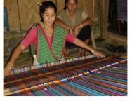 Weaving on tribal loom