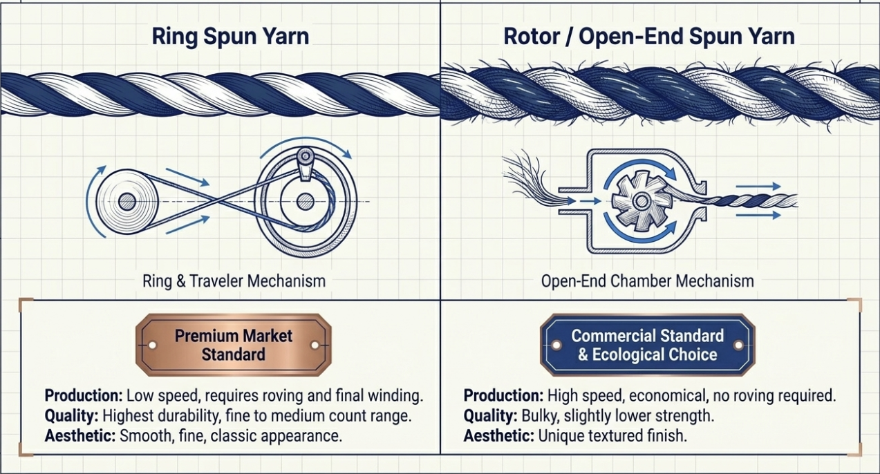 ring and rotor yarn